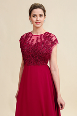 A-Line Chiffon Mother of the Bride Dress with Lace