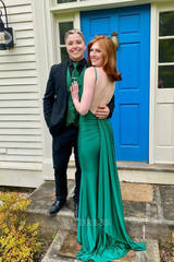 Mermaid Spaghetti Straps Green Backless Long formal dresses Bridesmaid Dresses evening gown Prom Dress