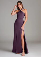 A-line pleated satin bridesmaid dress - Jimiss Dress