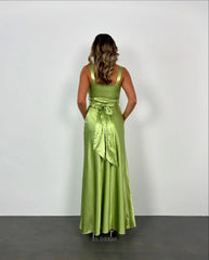 Sheath V-Neck Satin formal dresses Bridesmaid Dresses evening gown Prom Dress