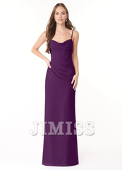 Sheath pleated chiffon and floor length bridesmaid dress - Jimiss Dress
