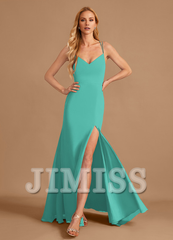 Horn/Tail V-neck and Ground Chiffon Bridesmaid Dress