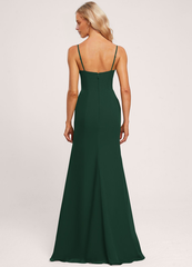 Trumpet Mermaid Hood Ruffle Floor Length Chiffon Bridesmaid Dress