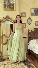 A Line Spaghetti Straps Green formal dresses Bridesmaid Dresses evening gown Prom Dress