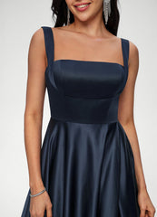 Bow A-line floor-length satin prom dress