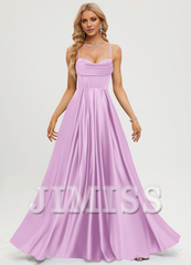 A-line sweetheart floor length satin prom dress