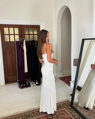 Sheath Off Shoulder Ivory formal dresses Bridesmaid Dresses evening gown Prom Dress