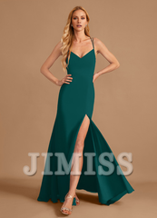 Horn/Tail V-neck and Ground Chiffon Bridesmaid Dress