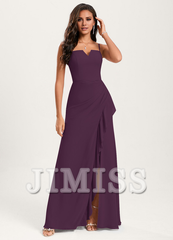 Horn fishtail square and ground chiffon ruffled bridesmaid dress