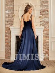 Long evening gown with big slit sexy backless chic and elegant evening gown
