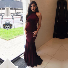 Long Halter Velvet Mermaid Bridesmaid Dress
