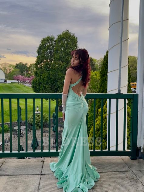 Mermaid Straps Backless Mint Green Long formal dresses Bridesmaid Dresses evening gown Prom Dress