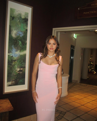 Sheath Backless Pink Chiffon formal dresses Bridesmaid Dresses evening gown Prom Dress