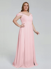 Thin shoulder strap plus size and floor length bridesmaid dress