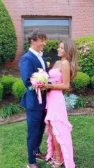 A-line Sleeveless Pink Ruffle formal dresses Bridesmaid Dresses evening gown Prom Dress With Split