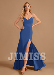 Horn/Tail V-neck and Ground Chiffon Bridesmaid Dress