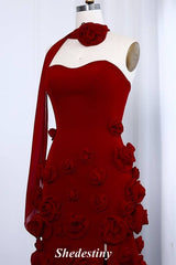 3D Flowers Princess Pink Sweetheart A-Line Prom Dress with Slit