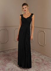 A-shaped heart-shaped collar pleated mesh fabric and floor length mother of bride dress