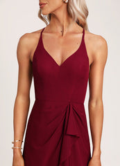 A-line V-neck and ground chiffon bridesmaid dress