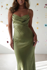 Thin shoulder straps pleated backless long Prom dress - Jimiss Dress