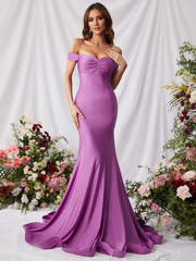 Mermaid elegant off shoulder collar and floor length Prom Dress - LD Dress