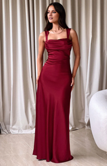 Jimiss square neckline satin backless and floor length Prom dress