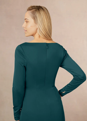 Mermaid V-Neck Pleated Pine formal dresses evening dress Mother of the Bride Dresses