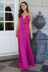 Jimiss neck hanging collar satin thin shoulder strap and floor length Prom dress