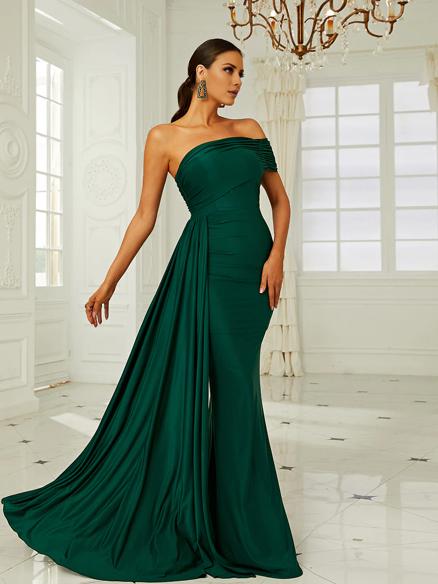 Mermaid off shoulder hanging sleeveless and floor length Prom Dress - LD Dress