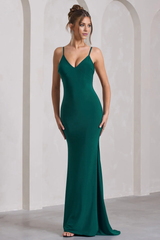 Mermaid Strap V-neck and Ground length Evening Dress - Jimiss Dress