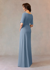 A-Line Sequins Appliques Dusty Blue formal dresses evening dress Mother of the Bride Dresses