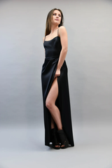 Jimiss - Thin shoulder strap sleeveless off shoulder side slit and floor length Prom dress
