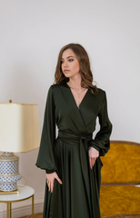 A-line V-Neck Long Sleeve Cocktail Dress Bridesmaid Dress Formal Dresses for Wedding Guest Mother of the Bride Dresses