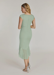 Sheath V-Neck Pleated Dusty Sage formal dresses evening dress Mother of the Bride Dresses
