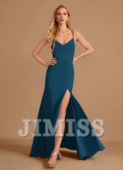 Horn/Tail V-neck and Ground Chiffon Bridesmaid Dress