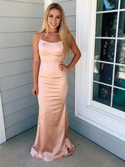 Jimiss minimalist mermaid slim shoulder strap satin backless Prom dress