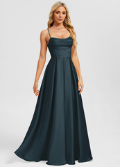 A-line sweetheart floor-length matte satin prom dress