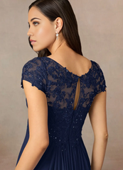 A-Line V-Neck Sequin Lace Lace Dark Navy formal dresses evening dress Mother of the Bride Dresses
