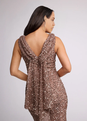 Mermaid Ruched Sequins Champagne formal dresses evening dress Mother of the Bride Dresses