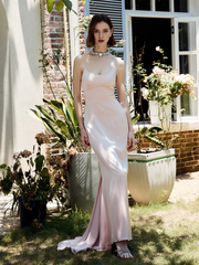 Drawstring backless long godons evening dresses