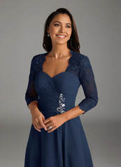 A-Line Lace Chiffon Dark Navy formal dresses evening dress Mother of the Bride Dresses