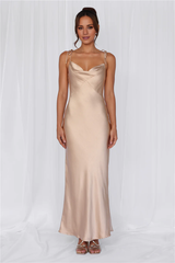 Jimiss Drop neckline satin backless and floor length Prom dress