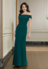 Off shoulder neckline texture hanging and floor length mother of the bride dress