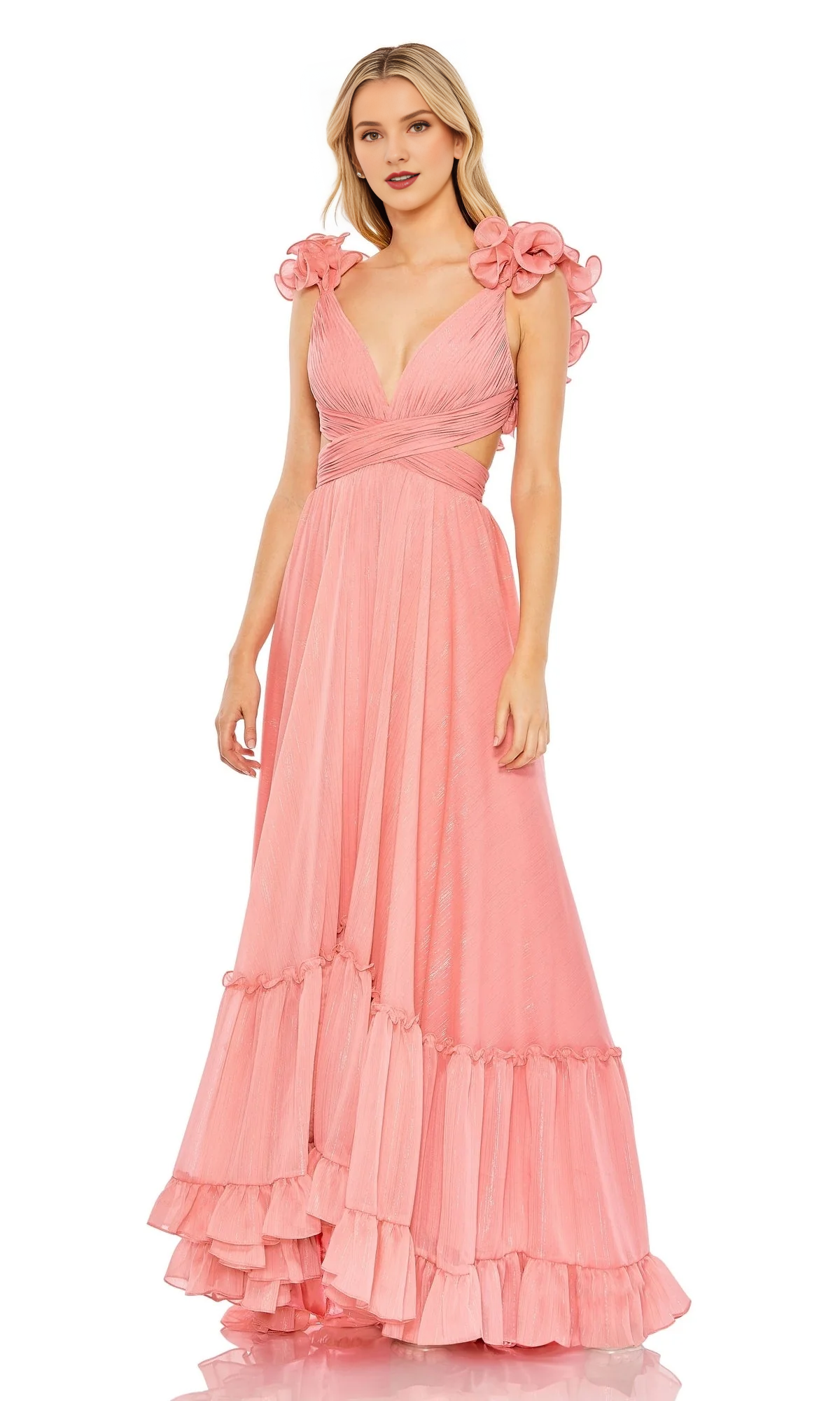 A-line V-neckline with hollowed out side and floor length Prom dress