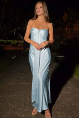 Jimiss Fashion Tight Off Shoulder Blue Long Bow Prom Dress