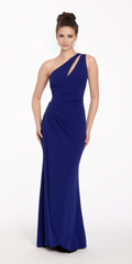 Jimiss asymmetrical collar tight corset and floor length Prom dress