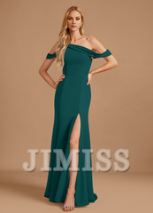 Trumpet Mercedes-tail One-shoulder Floor-length Chiffon Bridesmaid Dress