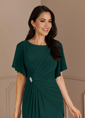 Mermaid Boatneck Pleated Chiffon formal dresses Mother of the Bride Dresses