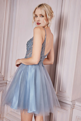 Short A-line sparkling chiffon dress