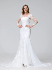 Speaker Mermaid Sweetheart Long Sleeve Lace Wedding Dress